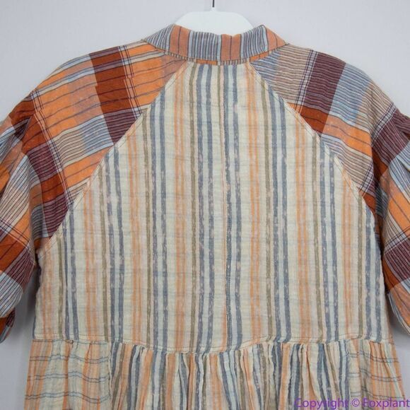 NEW Free People Moon Bay‎ Mixed Plaid Top shirt, XS - Picture 6 of 16
